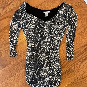 H&M XS Ruched Top with Cowl Neck, 3/4 sleeves